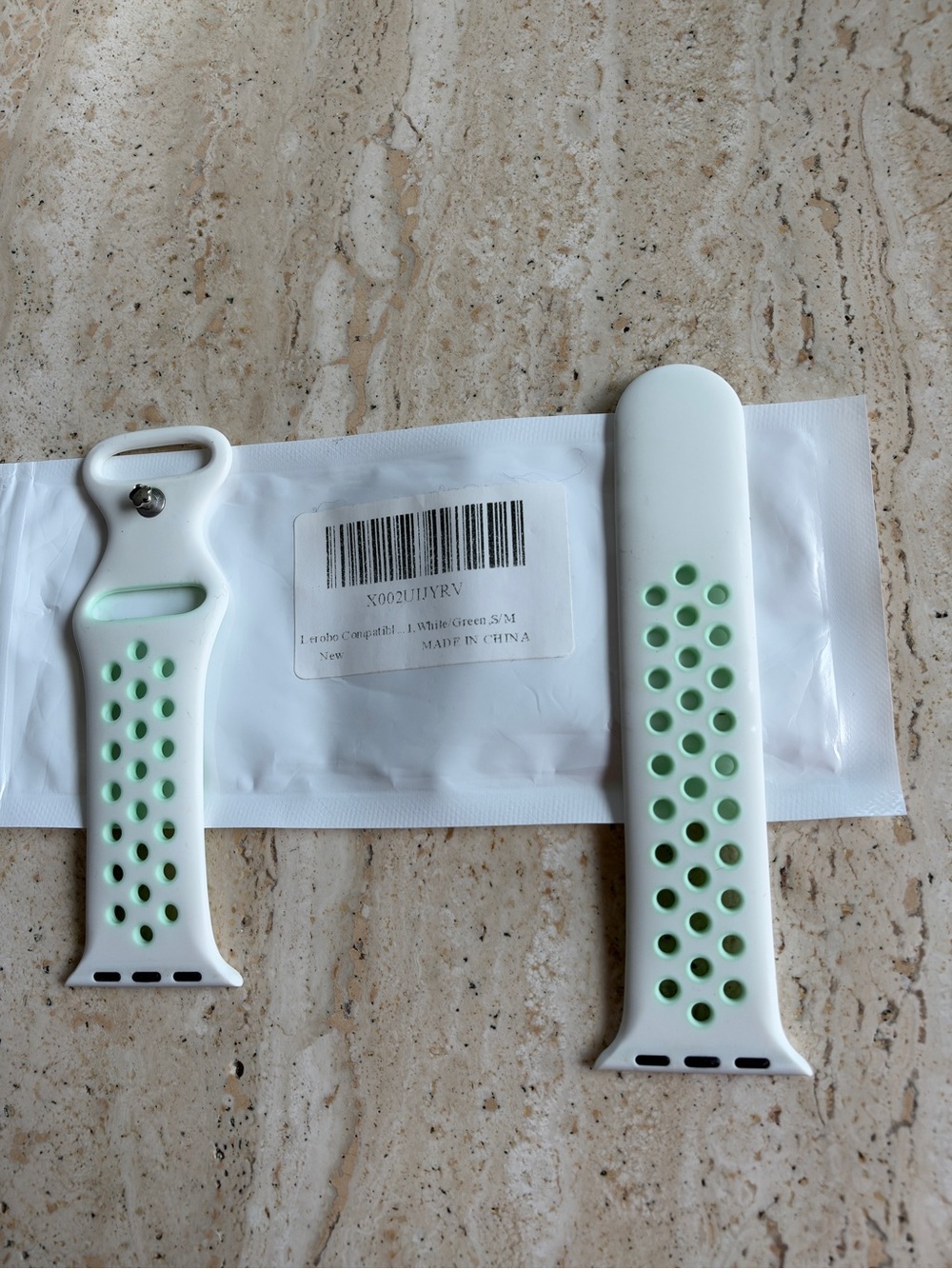 White & Mint Green Silicone Sport Bracelet for Smartwatches
